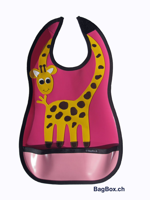 Pinker Latz mit Giraffe. Aus Blache gefertigt. Alles Handmade.